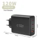 Tech-Protect NC120W-GAN 120W 4 prievadų įkroviklis juodas