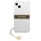 Guess iPhone 13 mini dėklas 4G Strap Charm, skaidrus / rudas