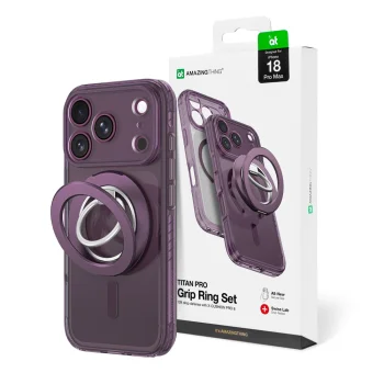 AmazingThing Titan Pro Lens Ring Set dėklas iPhone 18 Pro Max su MagSafe, violetinis