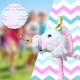 Bakalu Hobby Horse Unicorn Head on a Stick with Sound, White