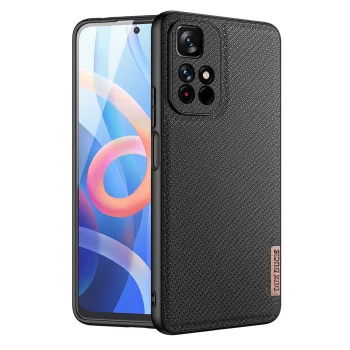 Dux Ducis Fino dėklas telefonui Poco M4 Pro 5G su nailono danga, juodas