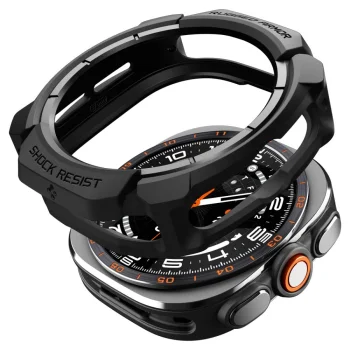 Spigen Rugged Armor išmaniojo laikrodžio apsauginis dėklas Samsung Galaxy Watch Ultra 47mm, matinė juoda