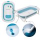 Nicekids Foldable Silicone Baby Bath Tub with Cushion, Blue