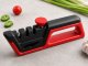 4-Stage Knife and Scissor Sharpener with Angle Adjustment, Red/Black