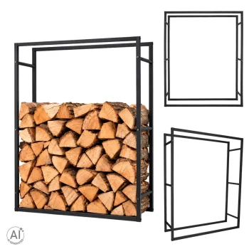 Metalinis malkų stovas židiniui 100 x 80 x 25 cm, juodas