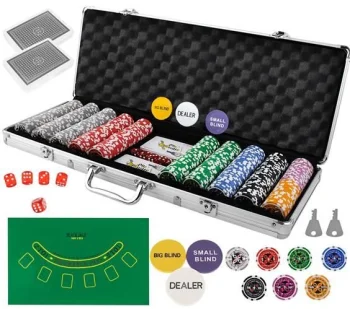 Pokerio rinkinys Case Texas Hold’em, 500 žetonų (13g) aliuminio lagamine