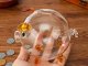 Small Glass Piggy Bank for Coins and Bills, Clear Money Saving Jar for Adults & Kids