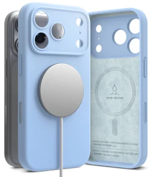 Telefono dėklas Ringke Silicone MagSafe skirtas iPhone 18 Pro, šviesiai mėlynas