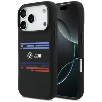 BMW M Silicon Horizontal Line MagSafe dėklas iPhone 17 Pro, juodas