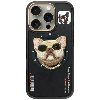 Nimmy Glasses Cool Dog MagSafe dėklas iPhone 16 Pro Max telefonui, juodas