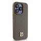 DKNY Leather Pattern Metal Logo MagSafe deklas, skirtas iPhone 14 Pro Max, rudas