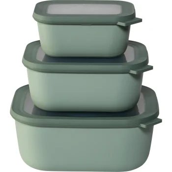 Maisto indelių rinkinys Mepal Cirqula Rectangular High 3 vnt., žalias (nordic sage)