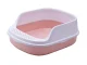 Open Cat Litter Box with Frame and Scoop, 48x38x19 cm, Pink