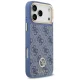 Guess 4G Strass Logo MagSafe dėklas su dirželiu iPhone 17 Pro Max, mėlynas