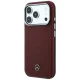 Mercedes Leather Semi Wrap Wood Effect MagSafe dėklas iPhone 17/18 Pro Max, bordo