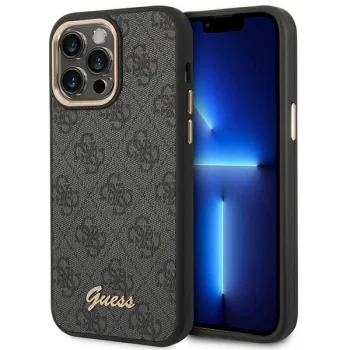 Guess dėklas iPhone 14 Pro Max telefonui 4G Vintage Gold Logo, juodas