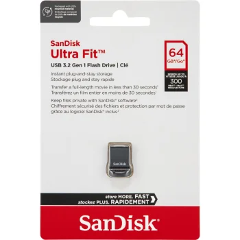 SanDisk Cruzer Ultra Fit 64 GB USB 3.2 Gen 1 atmintinė SDCZ430-064G-G46, juoda