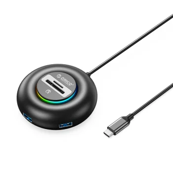 Orico YXR5-C3 USB šakotuvas su 3x USB-A ir SD/microSD skaitytuvu, 0,3 m, juodas