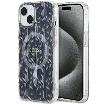 Guess IML GCube MagSafe dėklas telefonui iPhone 15 / 14 / 13, juodas