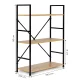 Modernhome CWJ602480LG Wild Oak Wooden Shelf with Metal Frame, 3 Shelves, Loft Style