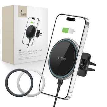 Tech-Protect A2 MagSafe Car Holder & 15W Charger Black
