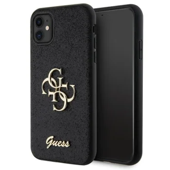 Guess dėklas iPhone 11 / XR telefonui Glitter Script Big 4G, juodas