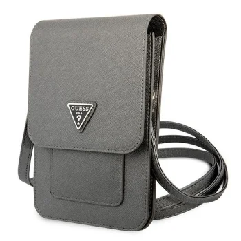 Guess Saffiano Triangle išmaniojo telefono krepšys-piniginė, pilkas