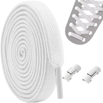 Tamprūs batų raišteliai be rišimo 100cm, balti (2 vnt.)