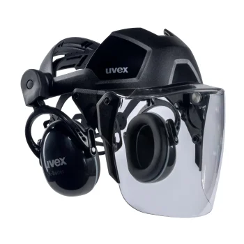 Veido apsaugas su ausinėmis uvex pheos faceguard, 52-64 cm, juodas