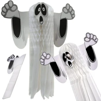 3D Paper Ghost Halloween Decoration, Foldable, White