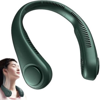 Portable Neck Fan, 3 Speeds, 5W, Green