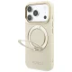 Guess Ring Stand 360 Grained Classic Logo MagSafe dėklas telefonui iPhone 18 Pro / 17 Pro, smėlio spalvos