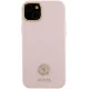 Guess Silicone Logo Strass 4G dėklas iPhone 15 telefonui, šviesiai rožinis