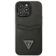 Apple iPhone 13 Pro Guess Saffiano Triangle Logo dėklas su kortelių skyriumi, juodas