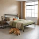 Metalinė lova 190x200 cm su grotelėmis ir galvūgaliu ModernHome, juoda