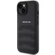 Mercedes-AMG dėklas iPhone 15 telefonui Leather Debossed Lines, juodas