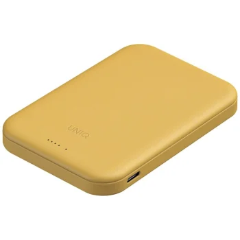 Uniq Lyden Lexa Magnetic 5000mAh MagSafe išorinė baterija, geltona