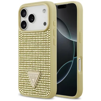 Guess Rhinestone Triangle Logo Case for iPhone 17 Pro - Gold