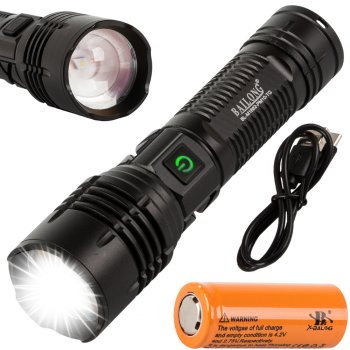Bailong M1682 taktikinė LED lemputė-žibintuvėlis su Zoom ir Power Bank funkcija