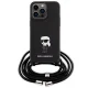 Karl Lagerfeld dėklas iPhone 15 Pro Max Crossbody Saffiano Monogram, juodas