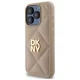 DKNY Quilted Stack Logo dėklas, skirtas iPhone 15 Pro, smėlio spalvos