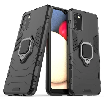 Hibridinis dėklas Ring Armor telefonui Samsung Galaxy A03s (166.5) su žiediniu laikikliu, juodas