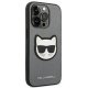 Karl Lagerfeld Saffiano Choupette Head Patch dėklas iPhone 14 Pro Max, sidabrinis