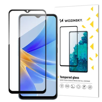 Wozinsky Full Glue grūdintas apsauginis stiklas Oppo A17, 9H, juodu rėmeliu