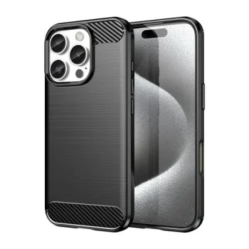 Apple iPhone 16 Pro 6.3'' Carbon Fiber TPU Protective Case Cover, Black