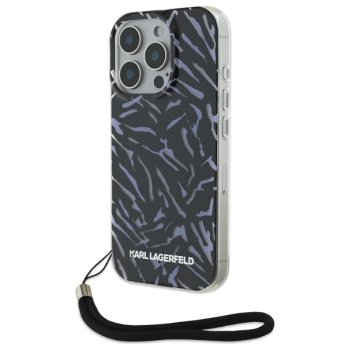 Karl Lagerfeld dėklas iPhone 16 Pro Max telefonui Zebra su viršele, violetinis