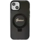 Guess Ring Stand Script Glitter MagSafe dėklas iPhone 13 / 14 / 15, juodas