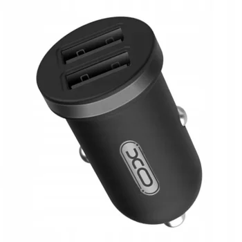 Automobilinis įkroviklis XO TZ08, 2xUSB, 2.1A su Lightning laidu, juodas