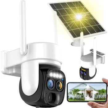 Outdoor 4G SIM Solar IP Camera with Motion Detector and 10x Zoom, White
