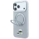 Karl Lagerfeld Ring Stand 360 Karl & Choupette Heads Pin MagSafe dėklas iPhone 18 Pro / 17 Pro, pilkas